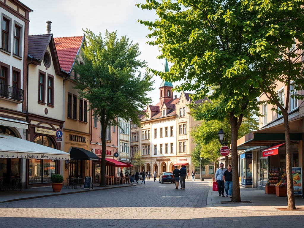Mapa pokazująca infrastrukturę i usługi w Świeradowie-Zdroju, z naciskiem na gastronomia i sklepy.