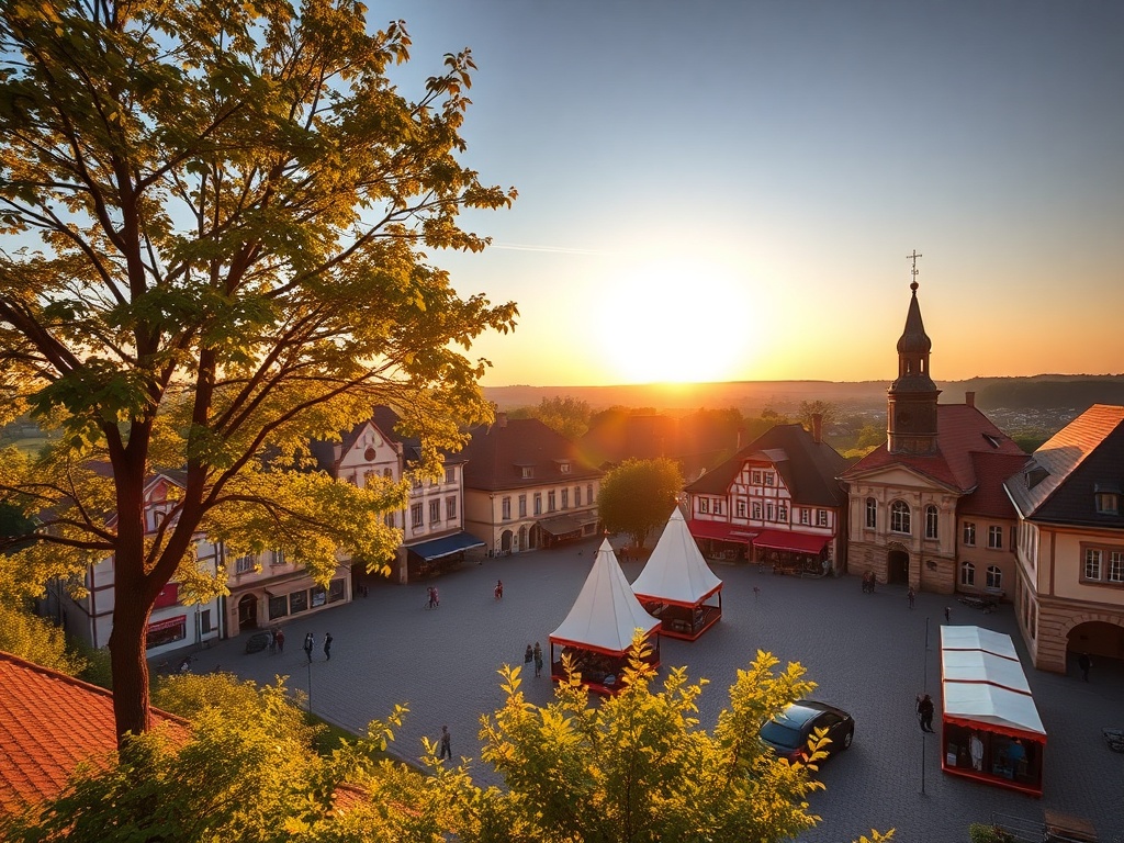 Widok na uzdrowiskową zabudowę Świeradowa-Zdroju otoczoną zielonymi wzgórzami Gór Izerskich